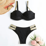 New S - XL Bra Bikini Push Up Swimsuit Female Swimwear Women Two-Pieces Bikini Set With Cup Bather Bathing Suit Swim Lady V2310