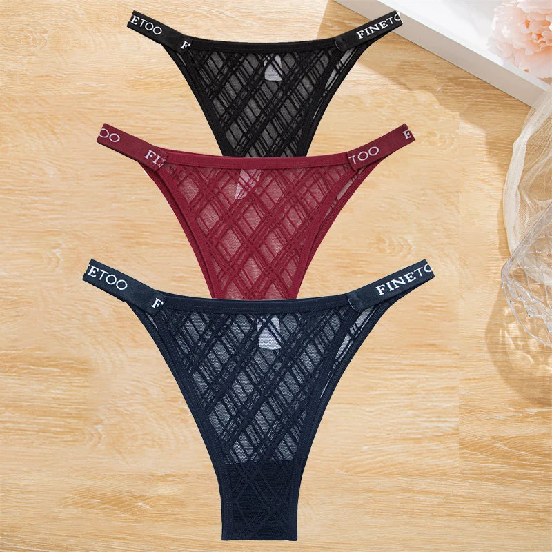 3Pcs/Set Cotton Panties Women Letter Belt Lace Sexy Briefs Seamless Low Rise Underwear Ladies M-XL Underwear Girls Lingerie New