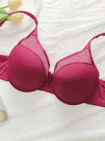 Fashion Ladies Solid Push Up Bra Sheer Mesh Splice Design Slim Gathering Adjustable Strap Women Lingerie U033