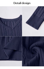 Phantasy Retro Solid Color Sweater Winter Women's V-Neck Casual Simple Loose Knit Sweater Trendy Spring Autumn Winter Sweater