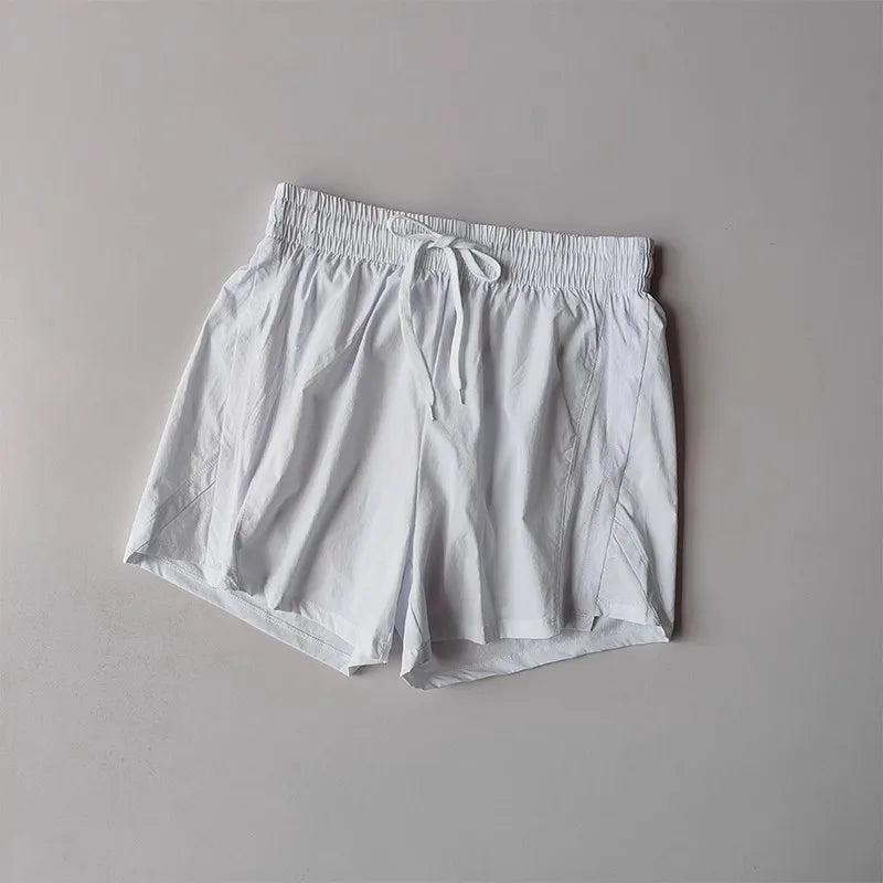 Women's Loose Fitting Anti-Glare Yoga Shorts Two-Piece Set Speed Drying Fitness Pilates Running Training Short