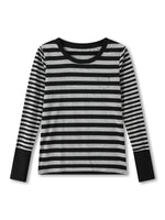 Women Striped Print Long Sleeve Tops Fitted Round Neck Fall T-shirts Casual Streetwear for Daily Office Party