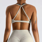Hearuisavy Summer Scrunch Sports Bra Gym Top Women Running Back Cross Top Sportswear Yoga Underwear Fitness Workout Yoga Clothes