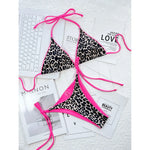 Sexy Leopard Printed Halter Brazilian Bikini Women Swimwear Female Swimsuit Two-Piece Bikini Set Bather Bathing Suit Swim V3681