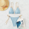 Light Blue Ribbed Swimwear String Bikinis Sets Woman 2026 Sexy Swimsuit Ring Bathing Suit Brazilian Micro Bikini Thong Donna