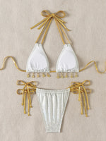 Shiny Snake Skin Bikinis 2026 Shell Pendant Bikini Female Swimsuit Women Swimwear Two-pieces Bikini Set Micro Bathing Suit Swim