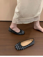 New Butterfly-knot Women Dot Ballet Flats Comfort Square Toe Slip on Shoes Ladies Eelgant Soft Sole Dress Mary Jane Shoes