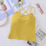 Women Tank Crop Tops Female Crop Top Seamless Backless Summer Cropped Camis Removable Pads Lingerie Girls Camisole