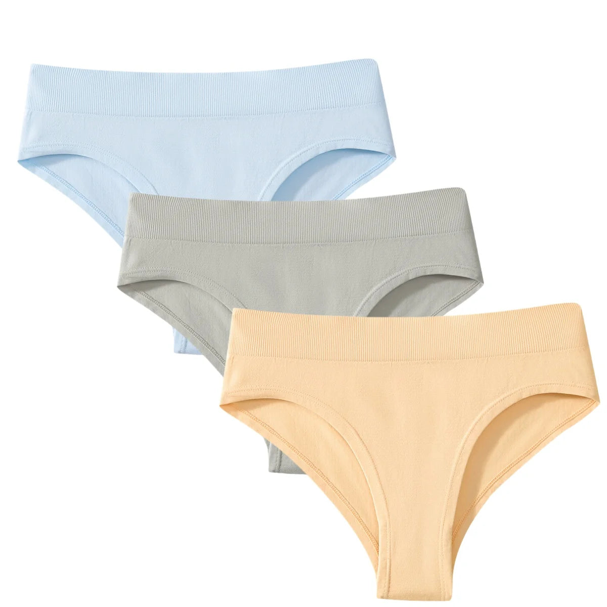 3Pcs/Set High Rise Briefs Women Classic Panties Female Underpants Solid Color Panty Plus Size Underwear Sexy Lingerie S-3XL