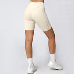 Yoga Shorts Women Fitness Shorts V-shaped Waist Running Cycling Shorts Breathable Sports Leggings Workout Gym Shorts