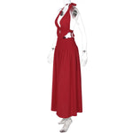 FDYOUI Sexy Halter Neck Backless Wedding Party Dress Women 2026 Summer Hollow Out Lace-up Long Maxi Evening Dresses Red Gowns