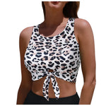 Women's Swimsuit Sexy Bikini Solid Leopard Print Padded Bra Tops Swimwear Bathing Swimming Crop Top Female Summer Beachwear