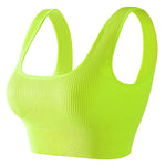 Women'S Ribbed Seamless Sports Bralettes,High Stretch Knit Fabric, Solid Color, with Removable Pads for All Seasons