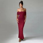 Temperament Slim Strapless Long Dress Women Solid Color Sexy Off-shoulder Backless Package Hip Sleeveless Club Party Dresses