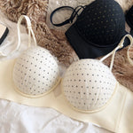 Sexy Half Cup Push Up Bra Women Lace Embroidery Underwear French Dot Hollow Thicken Bras Ladies Detachable Strap Lingerie