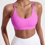 Solid Color High Strength Shockproof Women Fitness Sport Bra Top Soft Tight Cross-Training Jogging Yoga Underwear With Chest Pad