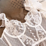 Women's French Lace Lingerie Set Sexy Ultra Thin See Through Bra & Thong Shaping Camisole Embroidery Underwear Set Hot Tushy P P
