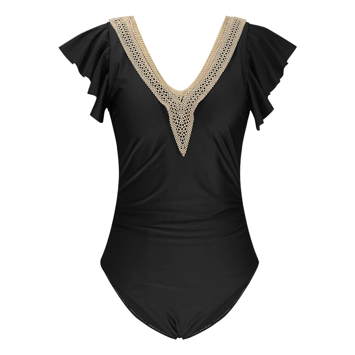2024 Sexy Women's Lace Plunge One Piece Swimsuit Ruffle Swimwear Women Bathing Swimming Suit Female Beachwear Outdoor Bodysuit