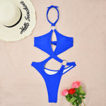 Sexy Cross Ring Halter Bandage Hollow Swimsuit One Piece Bikinis 2024 Women Thong Swimsuit Female Bathing Suit Swimwear Biquini