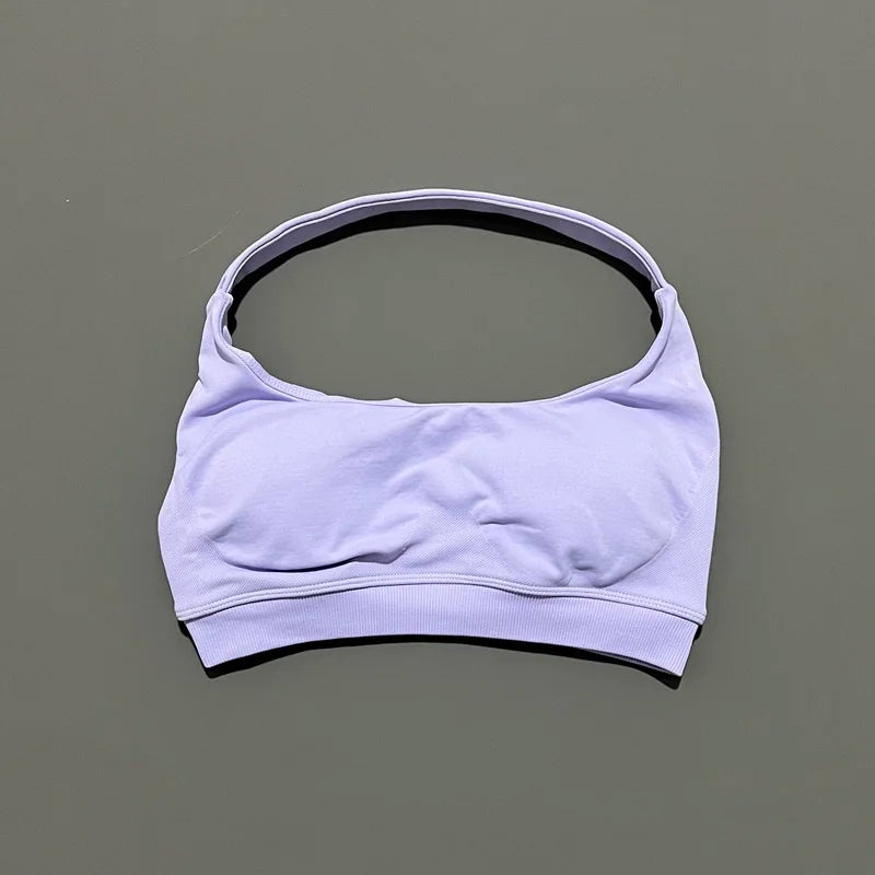 HISTELLO Impacts Sports Bra Women Seamless Yoga Halter Top High Support Push Up Open Back Gym Wear Workout Fitness Underwear