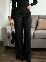 High Waisted Wide Leg Pants Solid Color Versatile Trousers For Office And Commuting Elegant And Fashionable Casual Leggings