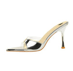 BIGTREE Shoes Women PVC Transparent Shoes for Women Sexy Pointed Open Toe Shallow Slider Slippers Ladies Sandal High Heels Mules