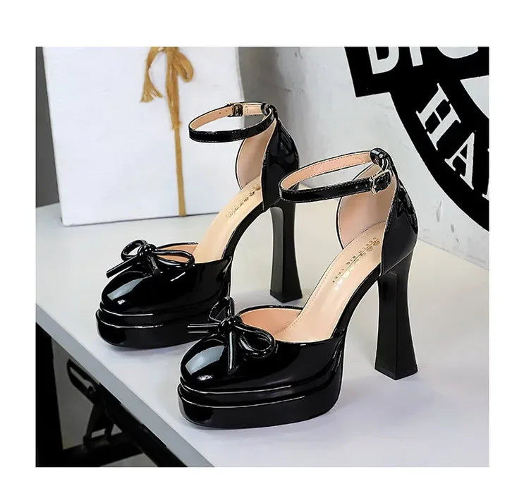 BIGTREE Model Catwalk Sequined Platform Pumps for Women Sexy Bowknot Party Nachtclub Stripper Heels Pole Dance Shoes Size 34-40