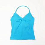NCLAGEN Gym Longline Strappy Top Women Seamless Yoga Tank With Removable Pads V Neck Workout Clothes Sports Running Fitness Vest