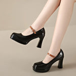 2026 leather shoe for women high heel platform point toe elegant and fashion shoe High-heeled sandals