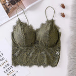 Women Floral Lace Bra Female Underwear Sexy Lingerie Lace Top Removable Pads Non-wire Solid Color Bralette Push-Up Brasieres