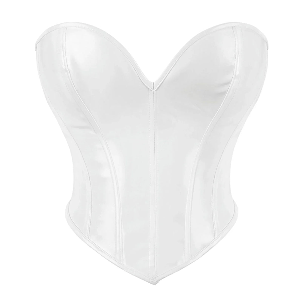 Women PU Leather Bustier Back Lacing-up Fish Boned Corset Curved Hemline Crop Tank Tops