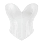 Women PU Leather Bustier Back Lacing-up Fish Boned Corset Curved Hemline Crop Tank Tops
