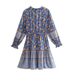 Foridol Bohemian Printed Floral Women Long Dress with Sleeve Spring Summer New in Midi Vestidos Casual Beach Boho Dress Women