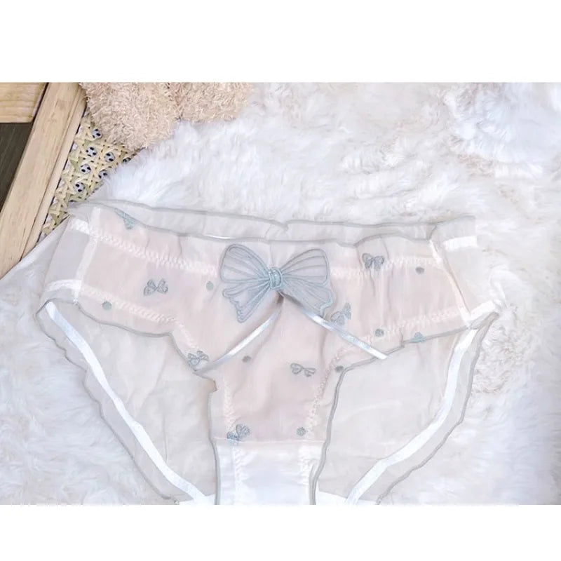 Japanese MOMOKO Butterfly Lingerie Set Wireless Bralette Sweet Pure Style Push Up Gathering Support for Small Chest No Underwire