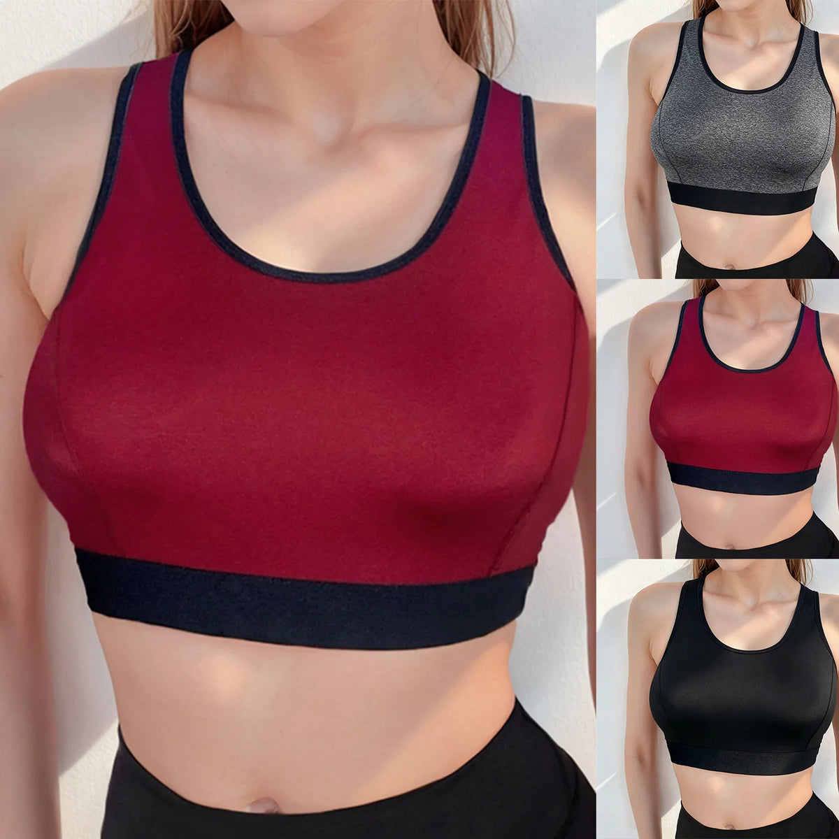 Women Sports Bra High Elastic Support Racerback Yoga Top Comfortable Breathable Workout Crop Top No Pads Underwear For Gym Yoga