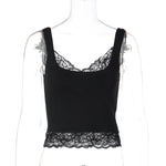 FDYOUI Chic Lace Patchwork Tank Tops for Women 2026 Summer Sleeveless Slim T-shirt Ladies Crop Top Y2K Streetwear Pink Corset
