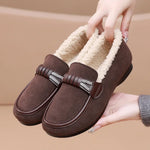 Retro Women's Slip on Flat Shoes White Women Soft Sole Non-slip Loafer Female Casual Plush Warm Cotton Shoes Zapatillas Mujer