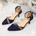New Women Pointed Toe Baotou Sandals Spring High Heels Shoes Fashion Luxury Rhinestone Roman Sandals