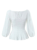 Foridol White Summer Linen Women Blouse Off Shoulder Lantern Sleeve Short Blouse Top 2025 Spring Smocked Pelpum Top New