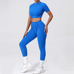 2PCS Yoga Suit Sports Set Women Quick-Drying Gym Set Women Tracksuit Running Workout Long Sleeve Sports Shirt Yoga Clothing