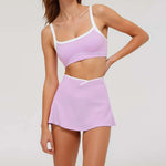 2 Pieces Women's Nude Yoga Set Bra Skirt Tracksuit Running Fitness Sports Set Slim Fit High Waist Beautiful Back Suit