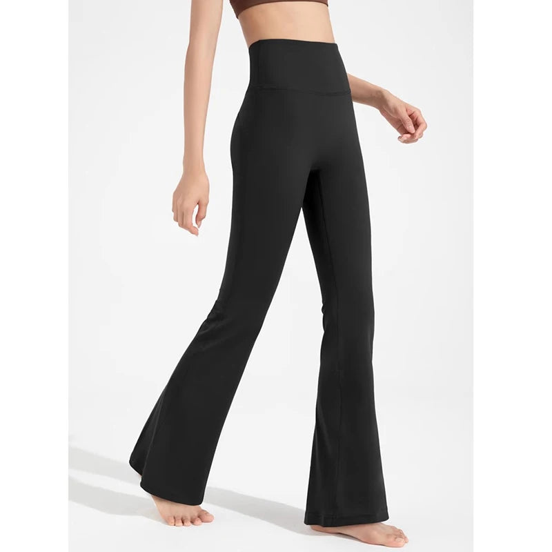 High-Waisted Flared Yoga Fitness Pants Women's Nude Sports Hip Lifting Fitness Trousers