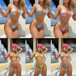 2026 Glitter Sparkling High Cut Halter Bikini Female Swimsuit Women Swimwear Two-pieces Bikini set Bather Bathing Suit Swim
