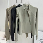 Women's High-End Velvet Yoga Jacket Stand Collar Long Sleeve Fitness Running Training Top for Autumn Winter Sports