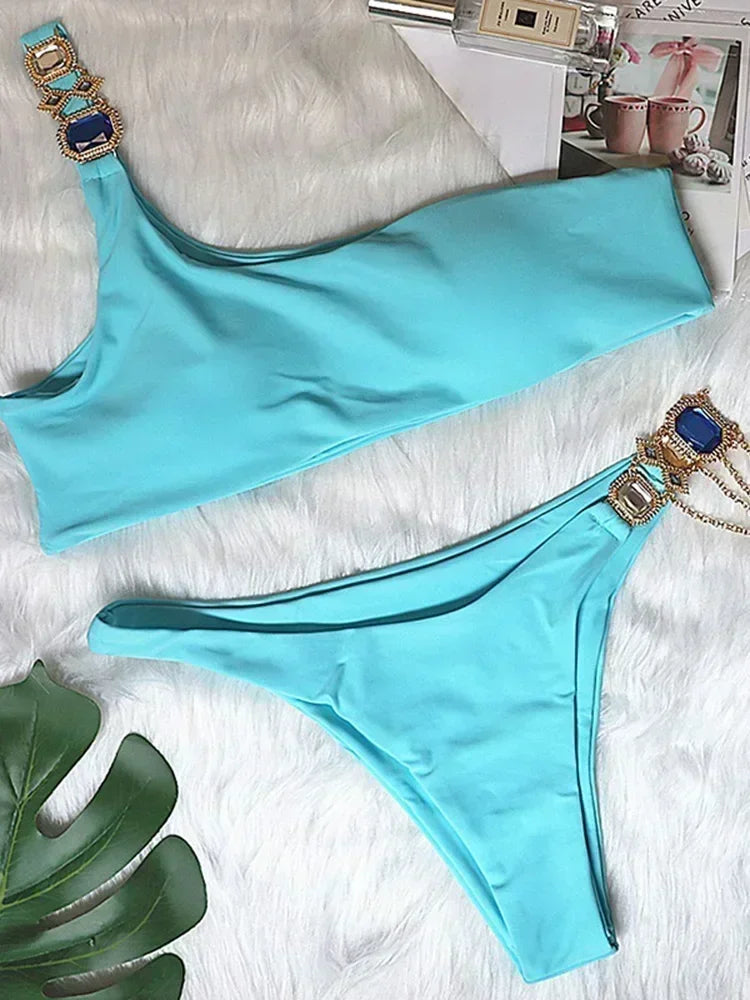 Halter Crystal Rhinestone Diamond Bikini 2026 Female Swimsuit Women Swimwear Two Pieces Bikini set Brazilian Bathing Suit Swim