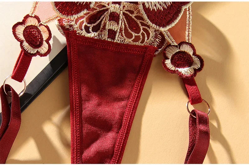 Women Butterfly Embroidery Thong Panties Sexy Lace G String Adjustable Strap Low Rise Underwear Soft Breathable Lingerie
