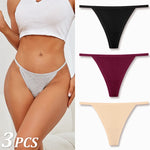 3PCS Seamless Cotton Thong Women Thin Strap Low Waist High Flexibility Panties Sexy Underwear Ladies Briefs T-back Soft Women