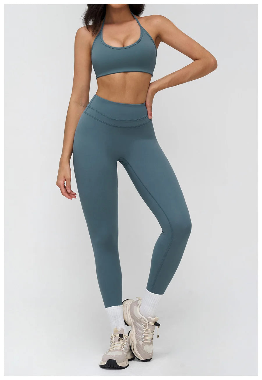 2 Pieces Sportswear Women Yoga Set Gym Clothes Fitness Set Outfit Outdoor Long-Sleeved Shirt Tracksuits Sports Bra Gym Leggings