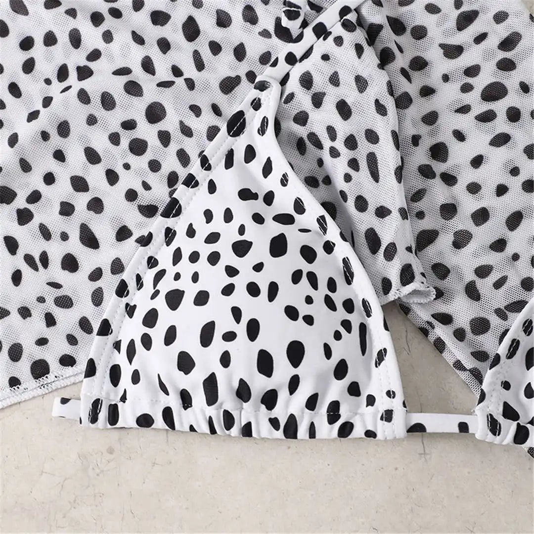 S- XXL Leopard Printed Long Sleeve Bikini Women Swimwear Female Swimsuit Three-piece Bikini set Bather Bathing Suit Swim V3193SW
