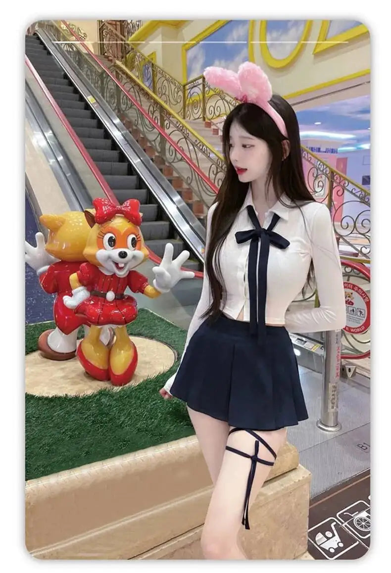 WOMENGAGA Korea Style Sexy Slim High Waist Strap A-line Half Length Skirt Fashion Women Skorts JK Sweet 2023 NewOW3W